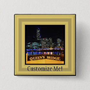 Melbourne Australië CBD-lichten over Queen's Bridg Vierkante Button 5,1 Cm