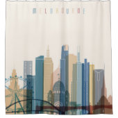 Melbourne, Australië | City Skyline Douchegordijn (Voorkant)