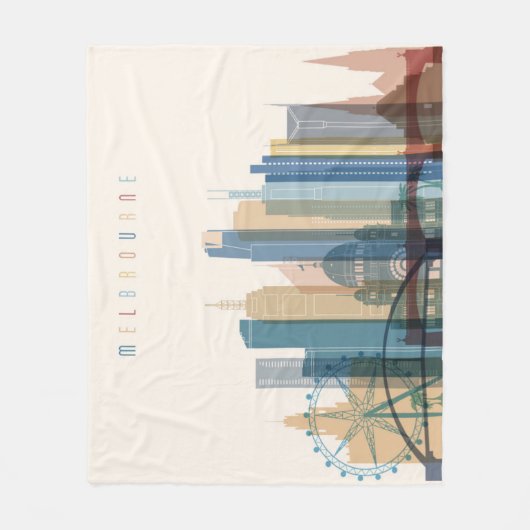 Melbourne, Australië | City Skyline Fleece Deken (Voorkant)