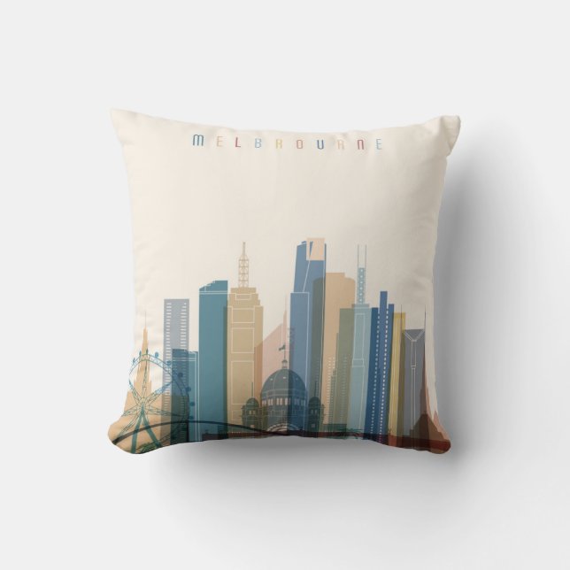 Melbourne, Australië | City Skyline Kussen (Voorkant)