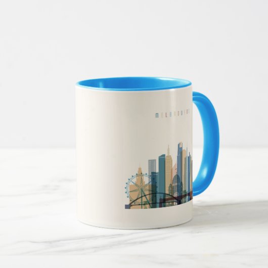 Melbourne, Australië | City Skyline Mok (Voorkant rechts)