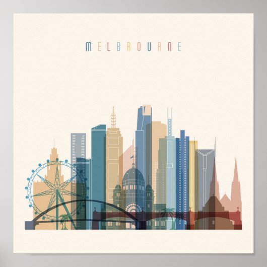 Melbourne, Australië | City Skyline Poster (Voorkant)