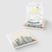 Melbourne, Australië | City Skyline Stenen Onderzetter (Zijkant)