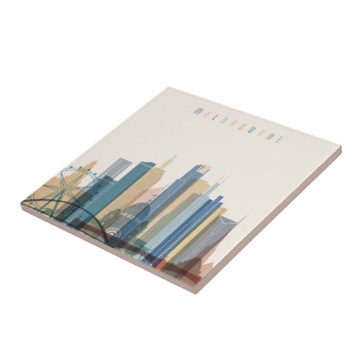 Melbourne, Australië | City Skyline Tegeltje (Zijkant)