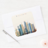 Melbourne, Australië | City Skyline Vierkante Sticker (Envelop)