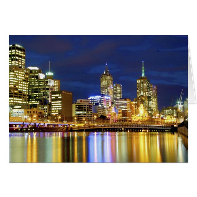 Melbourne, Australië. Een nachtelijk uitzicht van  (Voorkant Horizontaal)
