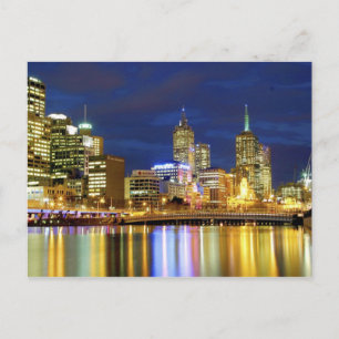 Melbourne, Australië. Een nachtelijk uitzicht van Briefkaart