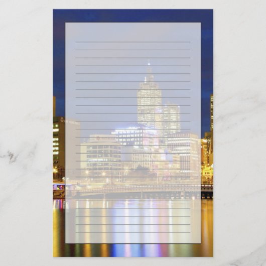 Melbourne, Australië. Een nachtelijk uitzicht van Briefpapier (Voorkant)