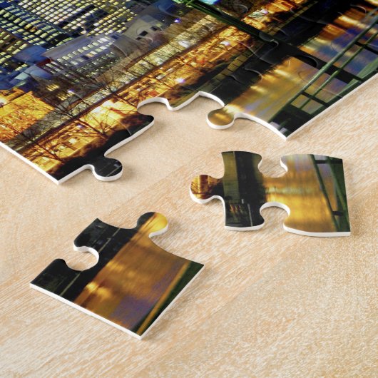 Melbourne, Australië. Een nachtelijk uitzicht van  Legpuzzel (Zijkant)