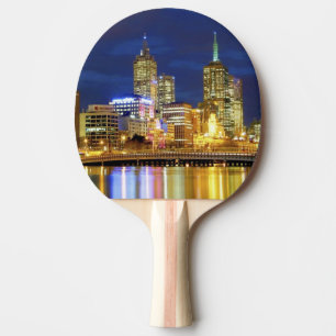 Melbourne, Australië. Een nachtelijk uitzicht van Tafeltennisbatje