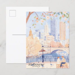 Melbourne Australië Gouache Illustratie Reizen Briefkaart