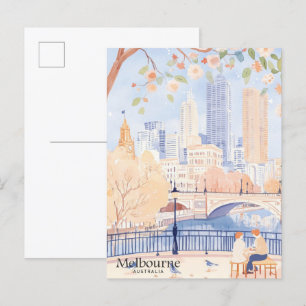 Melbourne Australië Gouache Illustratie Reizen Briefkaart