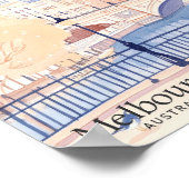 Melbourne Australië Gouache Illustratie Reizen Poster (Hoek)