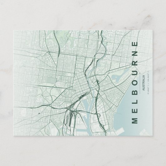 Melbourne Australië Kaart Minimale Postkaart (Voorkant)