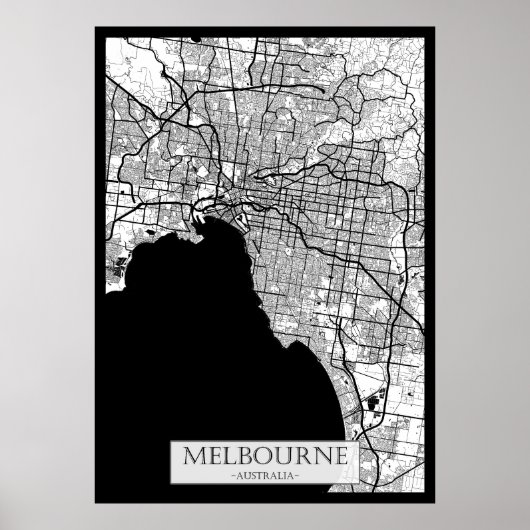 Melbourne Australië Kaart Poster (Voorkant)
