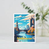 Melbourne Australië Reizen Kunst Vintage Briefkaart (Staand voorkant)