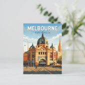Melbourne Australië Reizen Kunst Vintage Briefkaart (Staand voorkant)