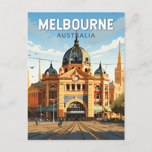 Melbourne Australië Reizen Kunst Vintage Briefkaart (Voorkant)