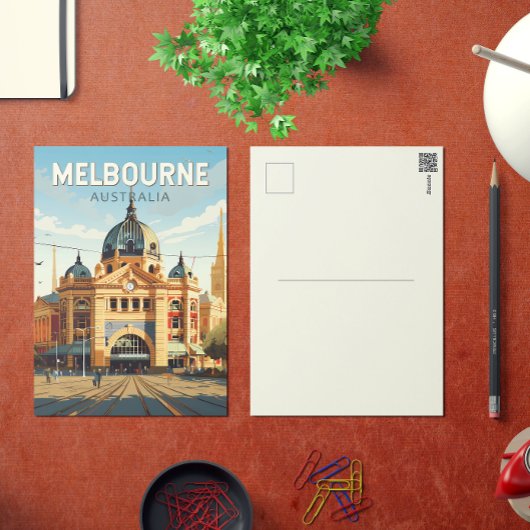 Melbourne Australië Reizen Kunst Vintage Briefkaart