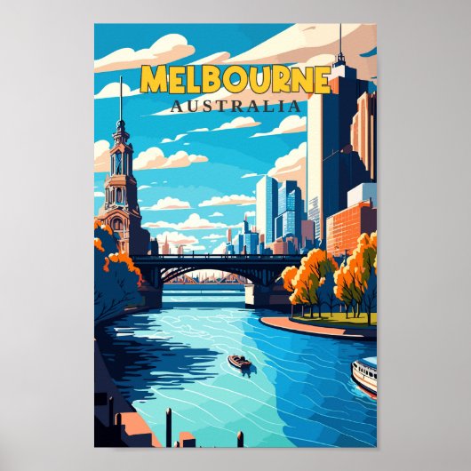Melbourne Australië Reizen Kunst Vintage Poster (Voorkant)