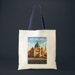 Melbourne Australië Reizen Kunst Vintage Tote Bag<br><div class="desc">Melbourne retro vector reisontwerp. Melbourne is de hoofdstad van de Australische deelstaat Victoria. In het centrum van de stad ligt het moderne Federation Square,  met pleinen,  bars en restaurants aan de rivier de Yarra.</div>