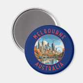 Melbourne Australië Retro Noodlijdende Cirkel Magneet (Voorkant / Achterkant)