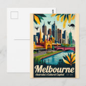 Melbourne Australië Retro Reisposter Kunst Briefkaart (Voorkant / Achterkant)