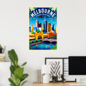 Melbourne Australië Retro Reisposter Kunst Poster (Thuiskantoor)