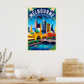 Melbourne Australië Retro Reisposter Kunst Poster (Keuken)
