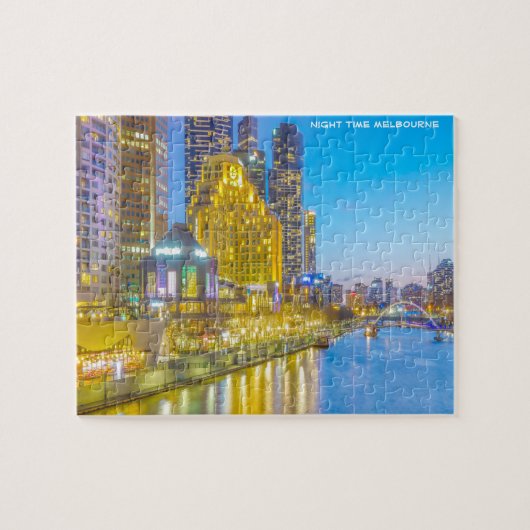 Melbourne Australië 's Nachts Legpuzzel (Horizontaal)