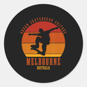 Melbourne Australië Skateboarder Urn Skateboarden Ronde Sticker
