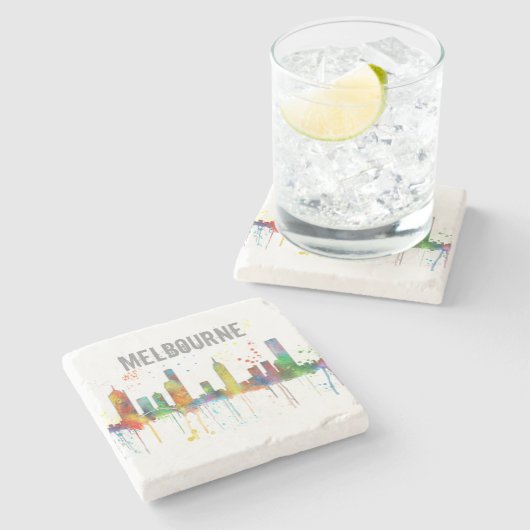 MELBOURNE, AUSTRALIË SKYLINE - Onderzetter met bee (Zijkant)