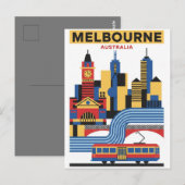 Melbourne Australië Skyline Reis Briefkaart (Voorkant / Achterkant)