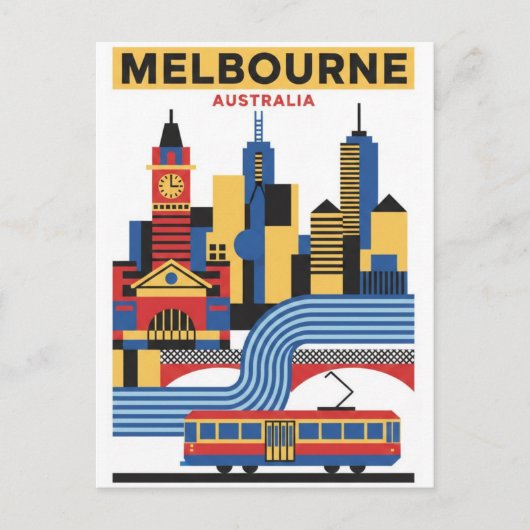 Melbourne Australië Skyline Reis Briefkaart (Voorkant)