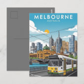 Melbourne Australië Skyline Reis Briefkaart (Voorkant / Achterkant)