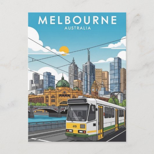 Melbourne Australië Skyline Reis Briefkaart (Voorkant)