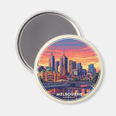 Melbourne Australië Skyline Reis Magneet (Voorkant / Achterkant)