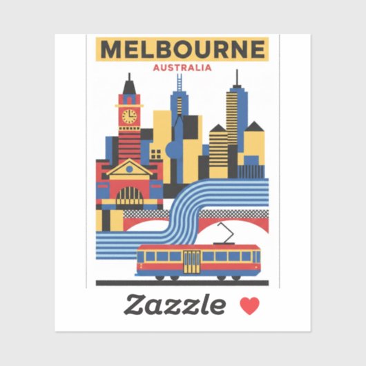 Melbourne Australië Skyline Reis Sticker (Vel)