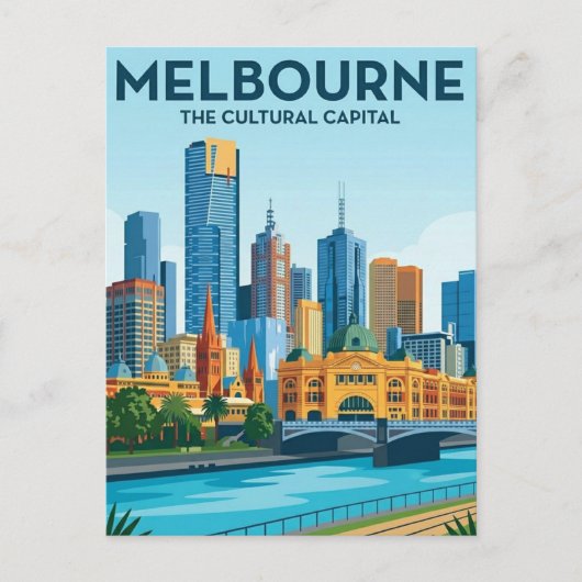 Melbourne Australië Skyline Reizen Briefkaart (Voorkant)