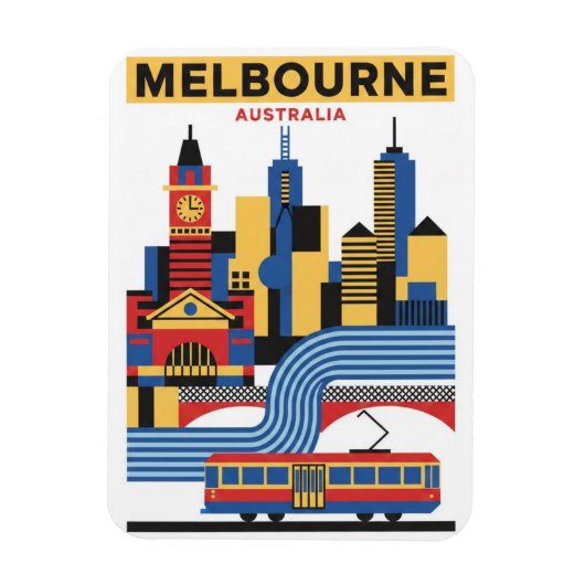 Melbourne Australië Skyline Reizen Magneet (Verticaal)