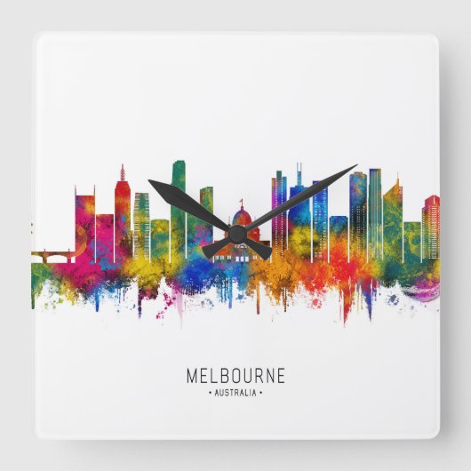 Melbourne Australië Skyline Vierkante Klok (Voorkant)