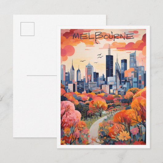 Melbourne Australië Vintage Reis Kunst Briefkaart (Voorkant / Achterkant)