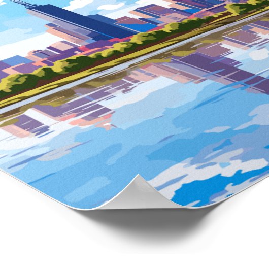 Melbourne Australië vintage reisillustratie Poster (Hoek)