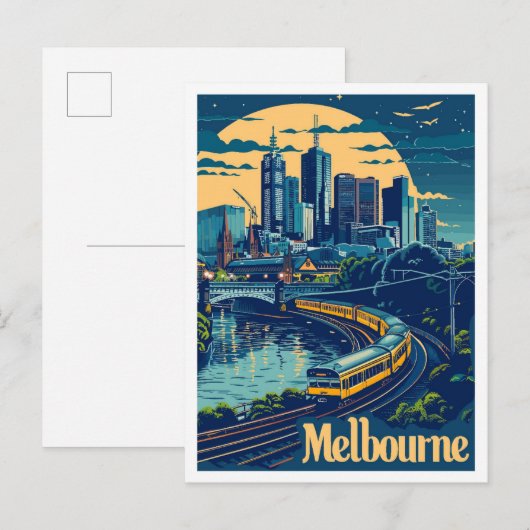 Melbourne Australië Vintage Travel Illustratie Briefkaart (Voorkant / Achterkant)
