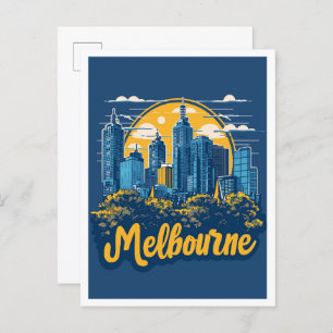 Melbourne Australië Vintage Travel Illustratie Briefkaart