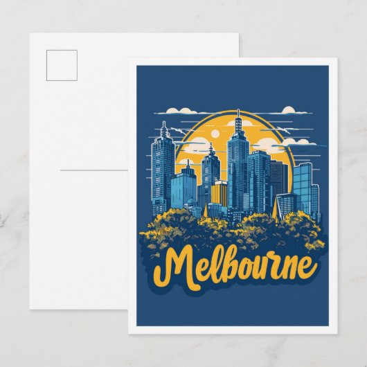 Melbourne Australië Vintage Travel Illustratie Briefkaart (Voorkant / Achterkant)