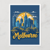 Melbourne Australië Vintage Travel Illustratie Briefkaart (Voorkant)