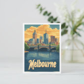 Melbourne Australië Vintage Travel Illustratie Briefkaart (Staand voorkant)