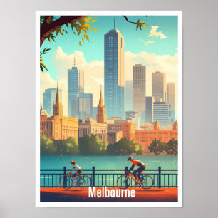 Melbourne Australië Vintage Travel Illustratie Poster