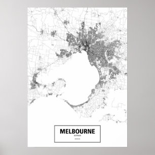 Melbourne, Australië (zwart op wit, aangepast) Poster
